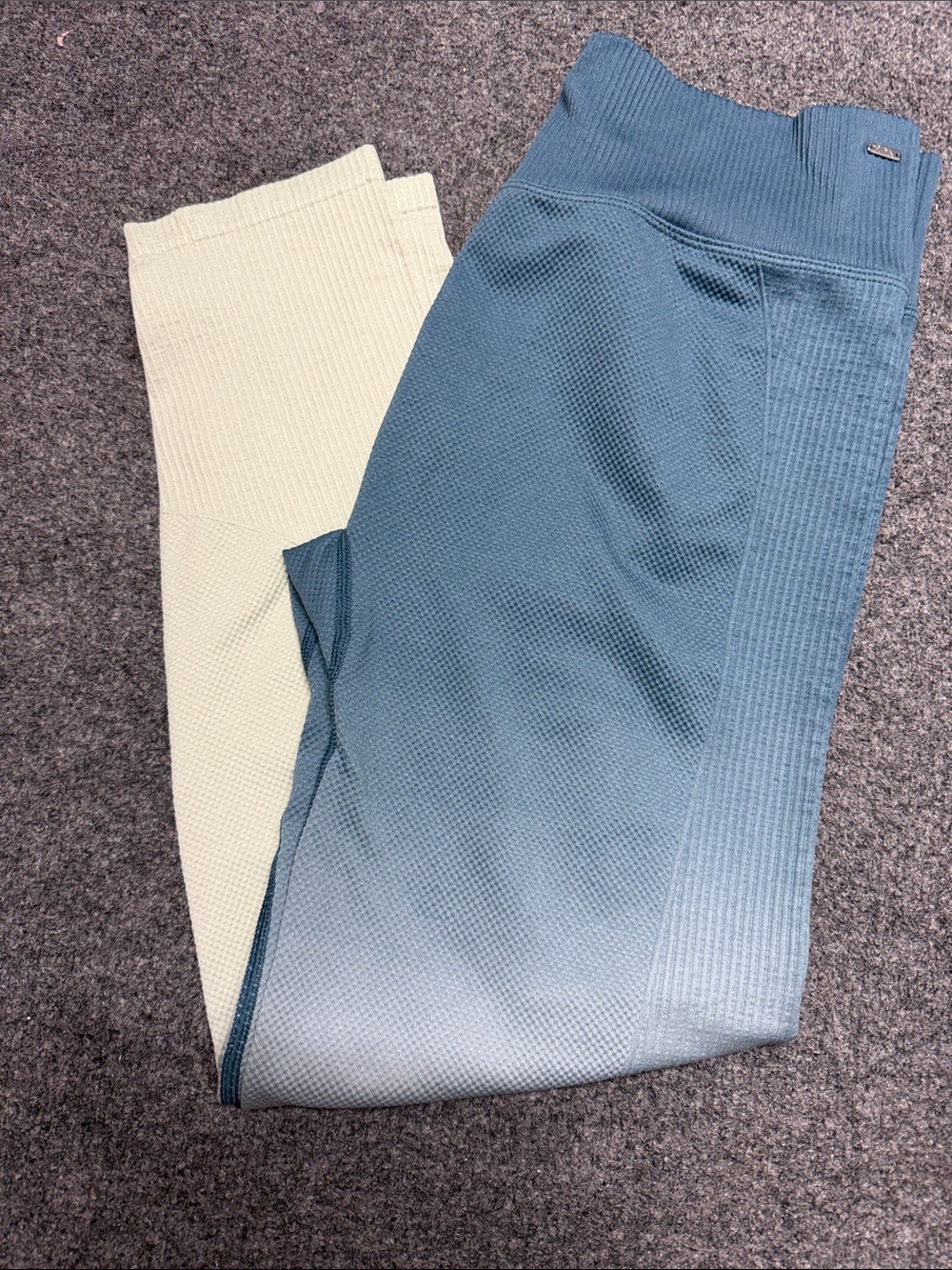 Seamless High-Waist Ombre Leggings - Blue & Cream